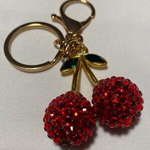Red Cherry Purse Charm with Gold Accents